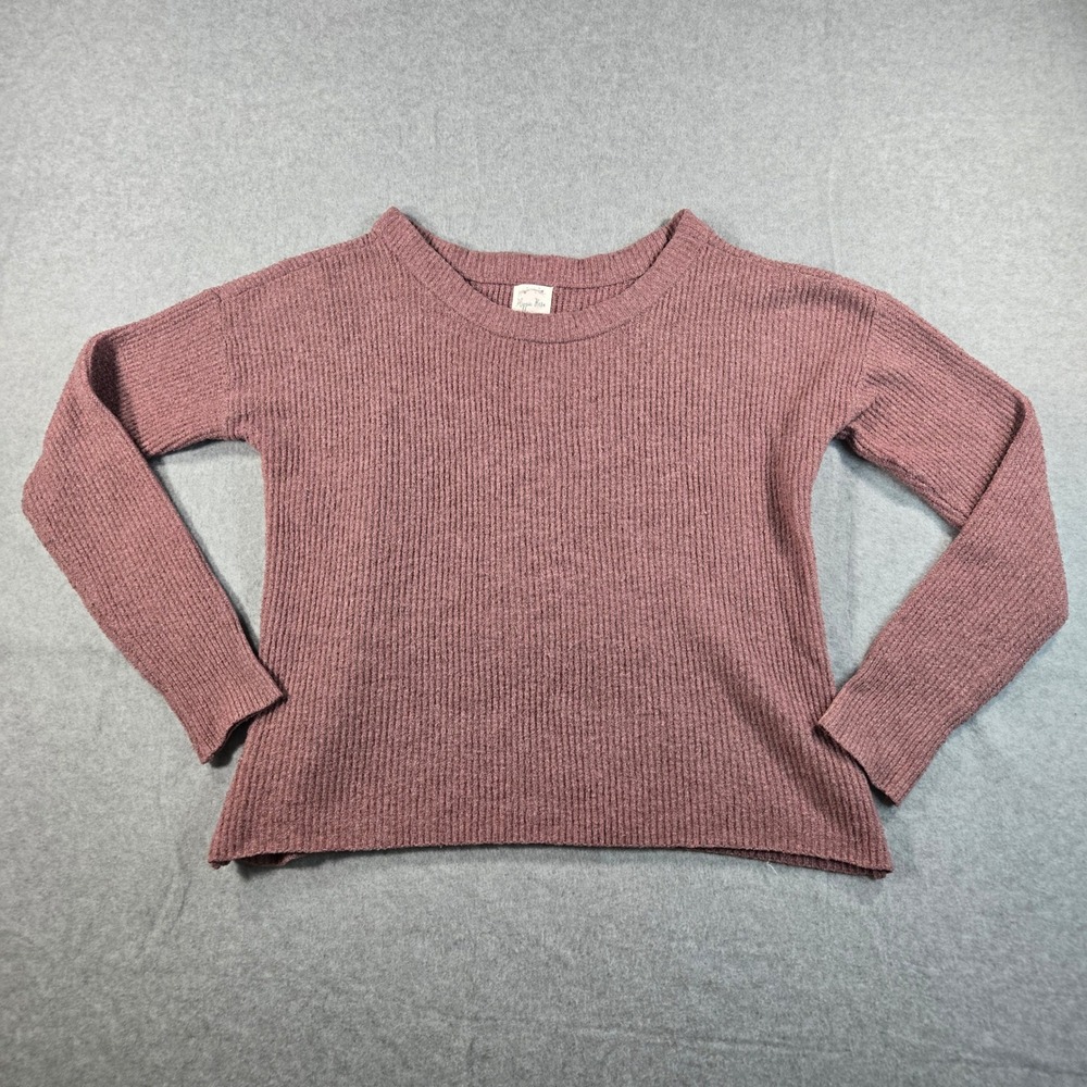 Hippie Rose Womens Ribbed Knit Long Sleeve Sweater Mauve Pink HF0S22206 Small